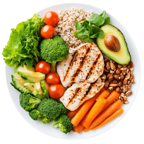 Plato de comida saludable